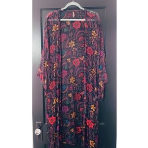Rare Free People Embroidered Maxi Kimono